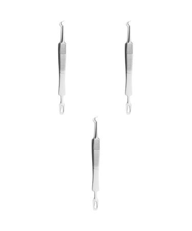 Baluue 9 Pcs Clip Comedone Tweezers Blackheads Pimple Extractor Tool Remover Stainless Steel Silver