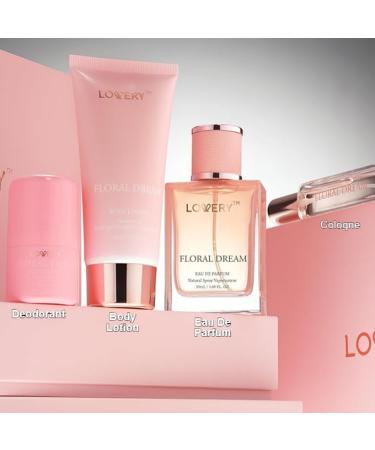 Gift for Women Floral Dream 4 in 1 Womens Perfume & Deodorant Set - 4pc Pink Eau de Parfum Fragrance Sets - Perfumes for Women Gift Set with Non Toxic Antiperspirant Stick Body Lotion & Mini Perfume - Buy Online on SooperMarket.com
