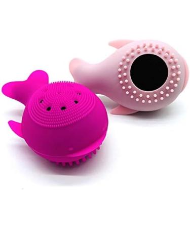 Silicone Face Cleansing Brush Cleanser Whale Shape Cleanser Exfoliator Face Scrub Washing Brush Light Blue - Buy Online on SooperMarket.com