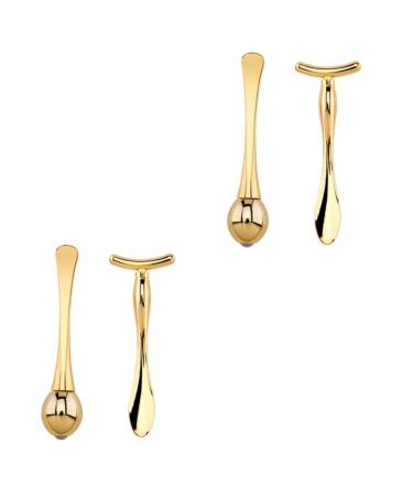 2 Sets Eye Massage Roller Head T-bar Set Eye Cream Eye Face Portable Makeup Spoon Beauty Scoop Essence Bar Eye Stick Beauty Skin Care Massage Tool