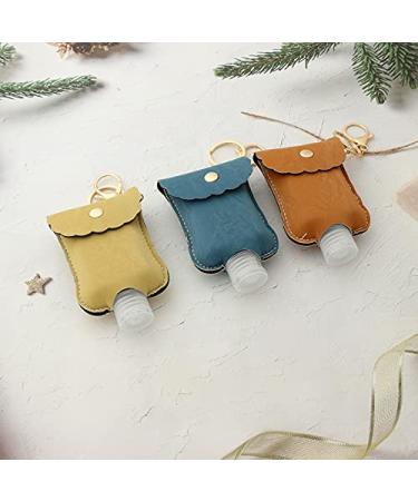 Leather Hand Sanitizer Holder Keychain with 2oz Squeeze Bottles - Olive Green - Buy Online on SooperMarket.com