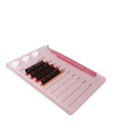 Acrylic Eyelash Extension Eye Lash Pallet Tool, Grafting False Eyelash Organizer Extension Pad Lash Tray Gasket Adhesive Glue Holder (Pink with Scale)