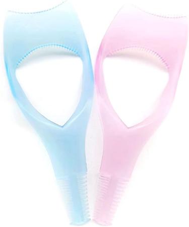 2 pcs plastic three in one makeup eyelash tool upper and lower eyelash mascara applicator applicator guide assistant eyelash comb quick makeup template.(Red+Blue) - Buy Online on SooperMarket.com