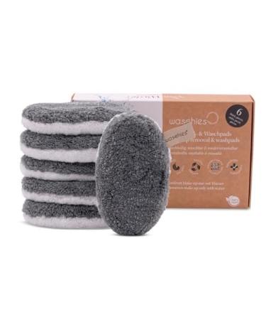 Washaben washable lucrinet & cleaning pads reusable poring deep cleaning only with water skin-friendly hypoallergenic Supersoft "Gray Edition" 6 Set 6 pieces (1 Pack) gray