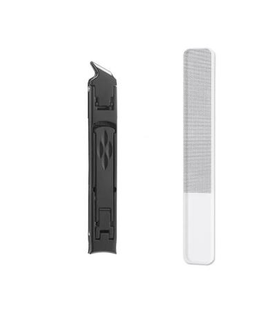 Nail Clippers Dual End Portable Folding Nail Clipper Nail Clipper Nail Enhancement Tool Toenail Clippers (Color : Black and Nail File)