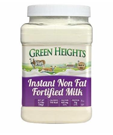 Instant Fortified Nonfat Milk Powder Jar 2.2 Pound / 1 Kilo Jar (18+ Servings) - Proudly Made in America - Healthy Nourishing Essentials by Green Heights Milk Powders Instant Fortified Milk Powder Jar