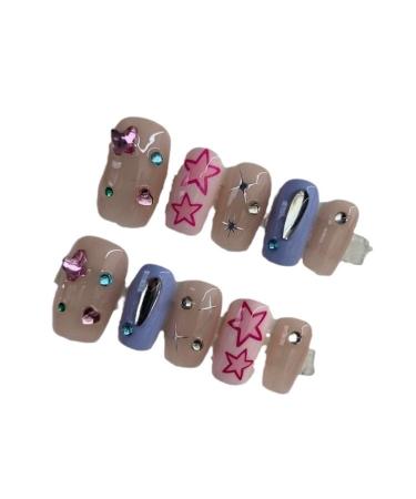 Handmade Wearing Nail Cute Star Gentle Fake Nail Beauty (Color : A Size : L)