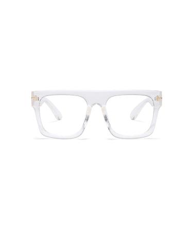 Jurchio Unisex classic glasses for men and women |Space glasses frame in the vintage look |Without strength clear glass glasses glasses with glasses case transparent (blue light filter glasses)