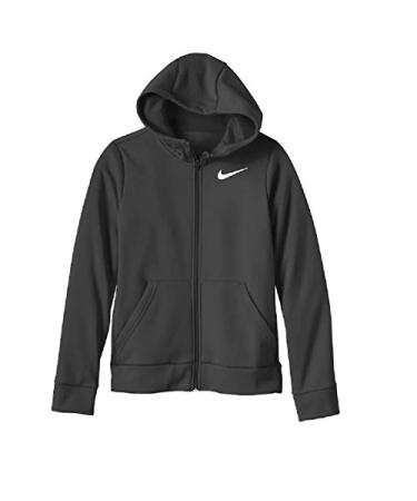 Nike Girls 7-16 Therma Fleece-Lined Training Hoodie Black White Medium