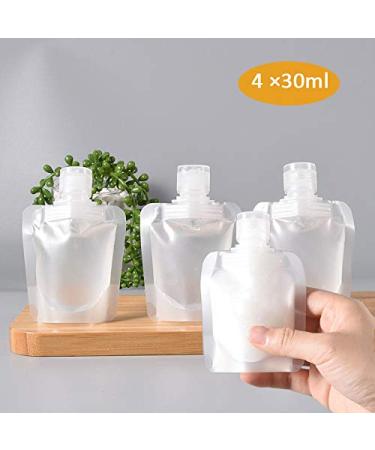 4 Pack Travel Bags Set | Refillable Portable Liquid Bags for Shampoo Cleanser & Gel (30ML) - Perfect for International Travel - Buy Online on SooperMarket.com