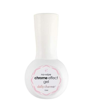 Daily Charme Chrome Effect No-Wipe Top Coat Gel Polish 15ml High Gloss Special Formula For Smooth Glazed Mirror Chrome Finish Long Lasting Soak Off Home DIY/Nail Art Salon Manicure