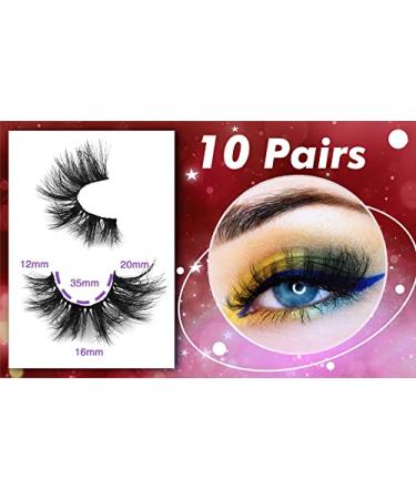 WiwoSEO Mink False Eyelashes - 10 Pairs Fluffy Dramatic Volume with 3D Cat Eye Effect - Buy Online on SooperMarket.com