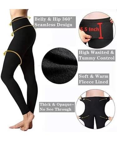 Fleece Lined Women's Thermal High Waist Yoga Pants - Black | Tummy Control, Slimming Workout Leggings - Buy Online on SooperMarket.com