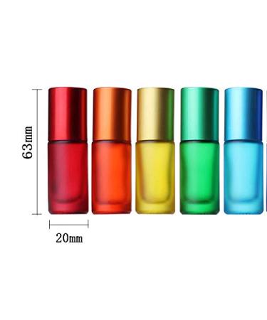 8pcs 5ml Colorful Frosted Roll on Bottles - Refillable Glass Roller Ball Containers for Essential Oils - Aromatherapy Massage Roller Bottles with Stainless Steel Ball + Bonus Dropper - Buy Online on SooperMarket.com