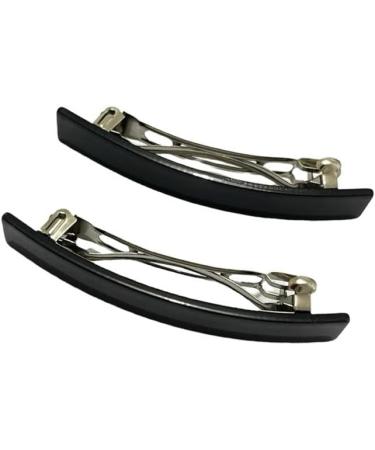 French Design Large Rectangular Hair Barrette Clip Pins - 2pcs Black 8CM - Buy Online on SooperMarket.com