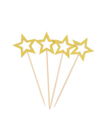100 Pcs Star Cupcake Picks Glitter Star Cupcake Toppers Mini Star Cake Toppers Star Food Picks Wedding Cake Picks Golden