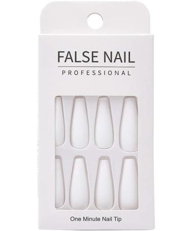 Brishow Long Coffin False Nails - White Ballerina Stick on Nails for Women and Girls - Buy Online on SooperMarket.com