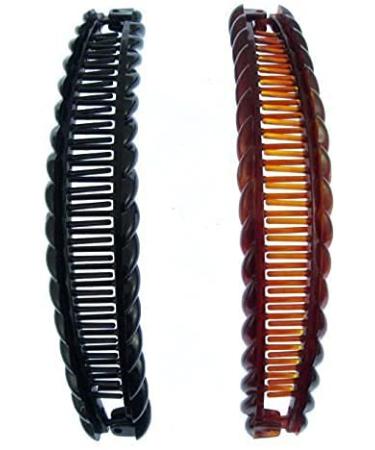 Rocita one black and one brown long banana hair clips dual purchase 15cm