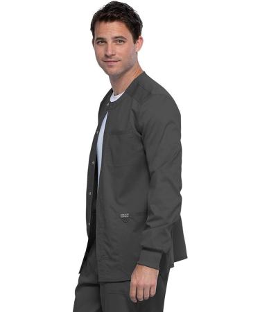 Cherokee Men's Workwear Revolution Snap Front Scrubs Jacket - Pewter, Size Medium - Buy Online on SooperMarket.com