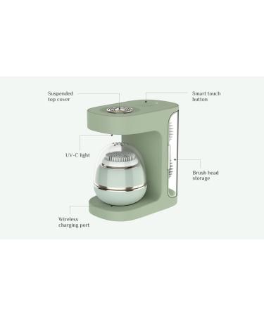 Electric Face Scrubber with Cleansing Station | Wireless Charging | 3 Brush Heads | Green - Buy Online on SooperMarket.com