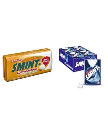 Smint Defensive 1 metal can with orange-mint pastilles with zinc and vitamin C + SMint MINT 12 dispensers with 40 mint pastilles each sugar-free mints 12 x 50g 13 stucco