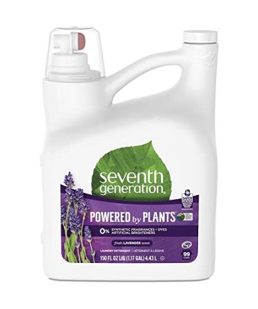 Seventh Generation Liquid Laundry Detergent, Fresh Lavender & Blue Eucalyptus scent, 150 oz, 99 Loads (Packaging May Vary) Lavender 150 Fl Oz (Pack of 1)