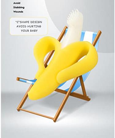 Organic BPA-Free Banana Teether for Baby Teething Relief | Soft Silicone Baby Toothbrush Toy | Soothes Sore Gums | Oral Hygiene for Infants & Toddlers - Buy Online on SooperMarket.com