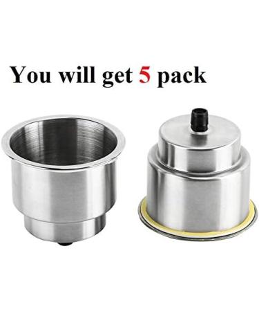 Stainless Steel Boat Cup Holder Inserts (5 Pack) - Marine/RV Camper Drink Holder with Drain - Lucky Seven - Buy Online on SooperMarket.com