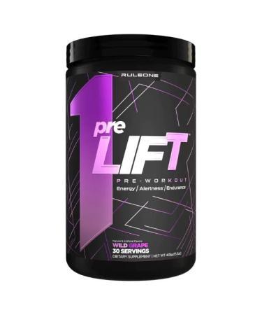 Rule 1 Pre Lift Pre-Workout Powder | Caffeine Beta-Alanine L-Citrulline Alpha GPC | Nitric Oxide Support Energy Alertness & Endurance | Sugar Free | 450G 30 Servings (Grape)