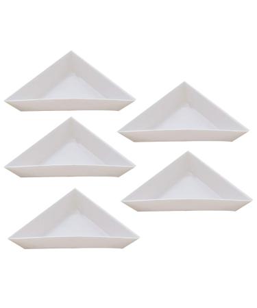 5pcs Plastic Triangle Rhinestone Nail Art Storage Box Plate Tray Holder Container Glitter Cup
