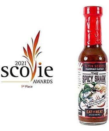 The Spicy Shark Hammah Gatah Extreme Heat Hot Sauce - Made with Scorpion Pepper Habanero Carolina Reaper Pepper & 7-Pot Primo Pepper - Brand Featured on Hot Ones - Buy Online on SooperMarket.com