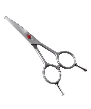 FOGOSP 4.5" Curved Dog Scissors for Grooming Face and Paws with Safety Round Tip for Small Dogs Face Paw Ears Trimmer Professional Small Cat Grooming Shears (4.5" Curved, Gray)