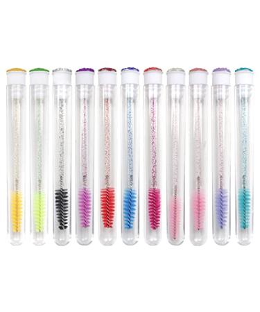 10Pcs Reusable Eyebrow Brush Tube Dust-Proof Eyelash Brush Tube Replaceable Makeup Brushes Mascara with New Eyelash Resin Drill