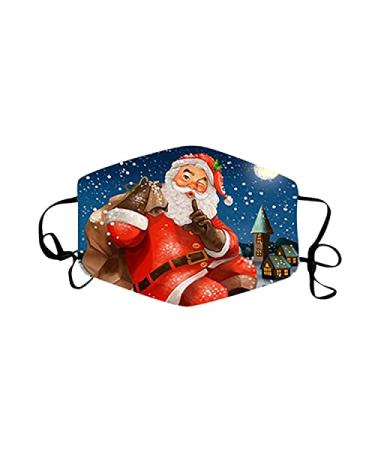 1 Pieces Adults Protect_Cover_Mask Washable Reusable Christmas Print With Filter Pocket Adjustable Earloops (Q)