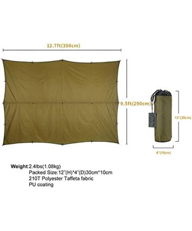 OneTigris Bulwark Camping Tarp | 100% Waterproof Bushcraft Shelter | Lightweight Hammock Rain Fly | Large 12.8ft x 9.5ft | Coyote Brown - Buy Online on SooperMarket.com