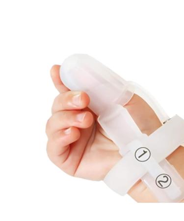 Baby Sucking Thumb Protector Thumb Sucking Stopper Finger Guard Silicone Adjustable Finger Protector Biting Teether for Baby Infant (Transparent)