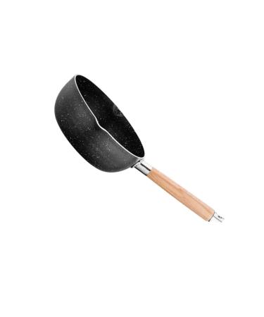 ABOOFAN 2pcs Maifan Stone Noodles Pan Iron Frying Pan Small Soup Pot Wok for Induction Cooktop Non Stick Frying Pan Cooking Pan with Lid Cooker Pan Wood Noodle Pot Wooden Handle