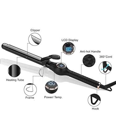 Professional 9mm Curling Wand for Long Short Hair Tourmaline Ceramic Small Barrel Hair Curler Women Men Kids Curling Iron with Adjustable Temperature DiSplay - Buy Online on SooperMarket.com