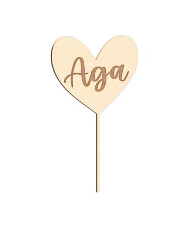 Alsino personal cake topper for all occasions - wedding birthday baptism birth communion confirmation - from sustainable wood (LA -55) heart engraved