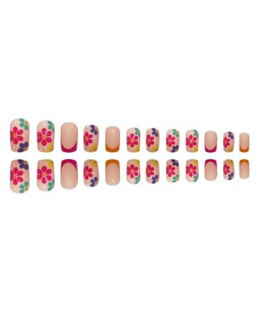 Diduikalor 24Pcs Flower Design Short Square Press on Nails - Cute Acrylic Stick on False Nails for Women - Buy Online on SooperMarket.com