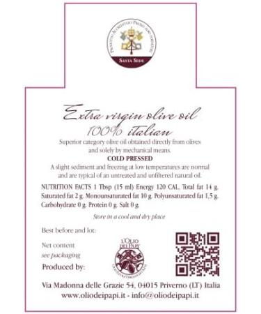 L'Olio dei Papi 100% Italian Extra Virgin Olive Oil 0.25 LT - Cold Extracted from Centuries-old Olive Groves | Gift Box Included - Buy Online on SooperMarket.com