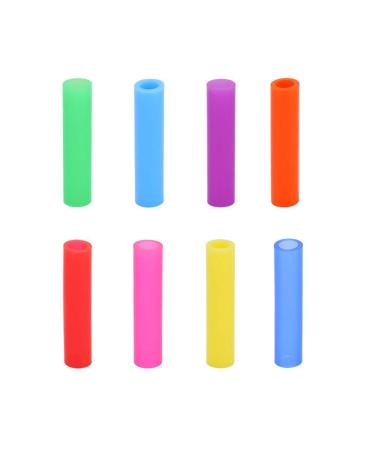 U-K Silicon Tips Cover for Stainless Steel Straws 6 mm 8Pcs Multi- Colors Soft Food Grade Silicone Straws Nozzles Reusable Cover for 1/ 4'' Wide Straws Practical & Popular