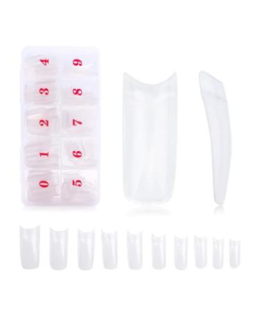 French Nails Clear Acrylic Tips 500 x - DIY Manicure Vanish or Gel Extension 10 Sizes NEW x500 Pieces Nail Extensions Coffin Shape Square shape By TRIXES Transparent
