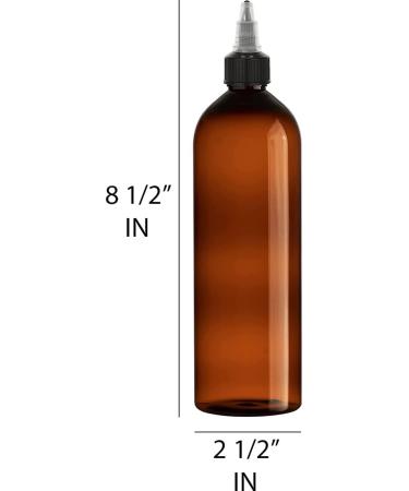 BRIGHTFROM 16oz Twist Top Applicator Bottles - 2 Pack | Amber Plastic, BPA-Free, Refillable | Squeeze Bottles with Nozzle for Multi Purpose Use - Buy Online on SooperMarket.com