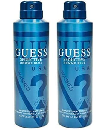 Guess Guess Seductive Homme Blue Men Body Spray 6 Ounce (Pack of 2) Oriental Woody 7.64 Fl Oz (Pack of 2)