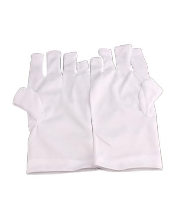 UV Glove Gel Manicures Glove UV Protection Gloves Polish Nail Drye Anti UV Fingerless Gloves 1Pair White