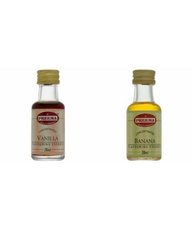 Preema Vanilla Essence - 28ML And Preema Banana Food Flavouring 28ml .Prefect For Baking | Halal | Premium Quality