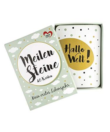 Ideas with heart milestone cards baby |40 pieces |10.5 cm x 14.8 |Event cards |For girls & boys |Modern design |including gift box (MINT-blue)