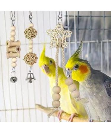 CAMITER 8 Packs Bird Toys Parrots Cage Toys Natural Wood Hanging Swing Shredding Chewing Perches Parrot Toy Parrot Bite Toy for Budgie Parakeet Cockatiel Macaw - Buy Online on SooperMarket.com