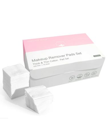 Facial Cotton Pads Cotton Pads for Toner - Set of 70 Makeup Remover Sheets and 500 Toner Pads Lint-Free Multi-Purpose Facial Cotton Pads for Toner